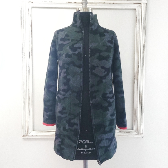 Anthropologie Feild Flower Camouflage Wool Sweater Coat - Picture 2 of 15